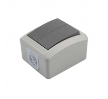 Выключатель двухклавишный INDUSTRIAL IP54, о/у, серый KRANZ KR-78-0609