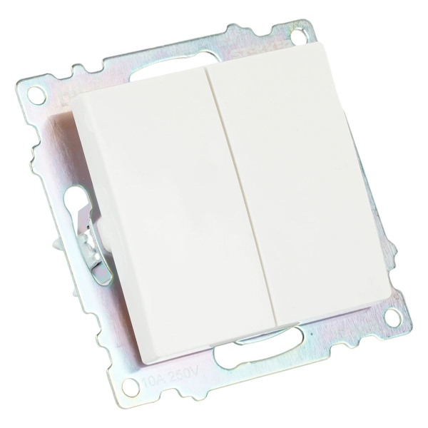 Переключатель двухклавишный Stekker Катрин GLS10-7107-01 белый 49166