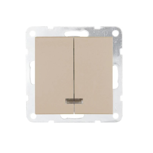 Выключатель двухклавишный LK Studio LK80 c подсветкой шампань 841206-1