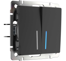 Выключатель Werkel двухклавишный с подсветкой черный матовый W1120108 4690389156717