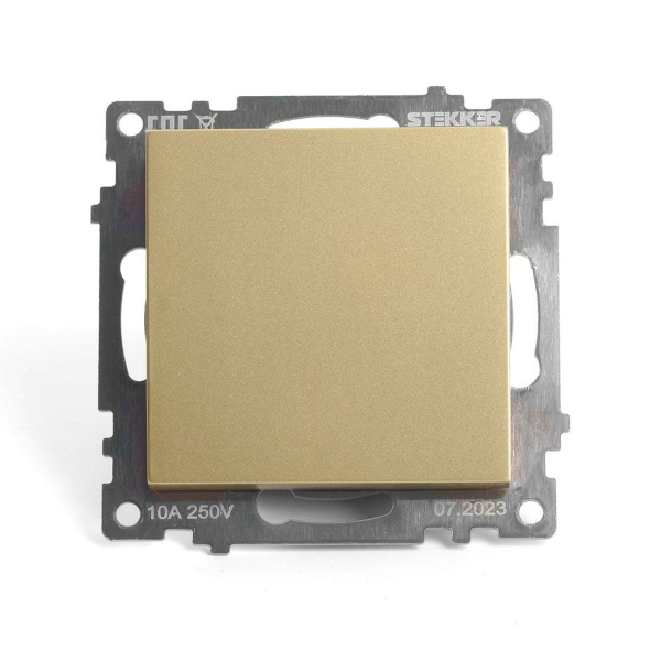 Переключатель одноклавишный Stekker Катрин золото GLS10-7105-08 49214