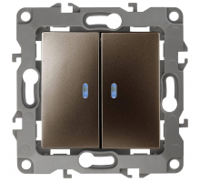 Выключатель двухклавишный с подсветкой ЭРА 12 10AX 250V 12-1105-13 Б0019292