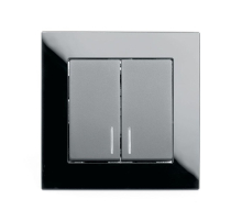 Выключатель 2-клавишный c индикатором Stekker GLS10-7002-05, 250В, 10А Катрин, черный 39504