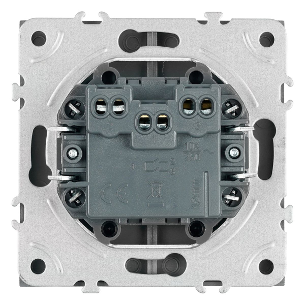 Выключатель 2-клавишный (механизм), STEKKER, 250В, 10А, серия Эмили, RSW10-5104-10, платиново-серый, soft touch 49944