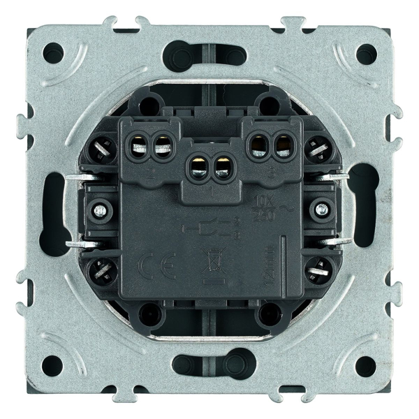 Выключатель 2-клавишный c индикатором (механизм), STEKKER, 250В, 10А, серия Эмили, RSW10-5102-05, черный уголь, soft touch 49838