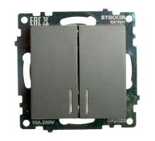 Выключатель двухклавишный Stekker Катрин с подсветкой графит GLS10-7102-06 49409