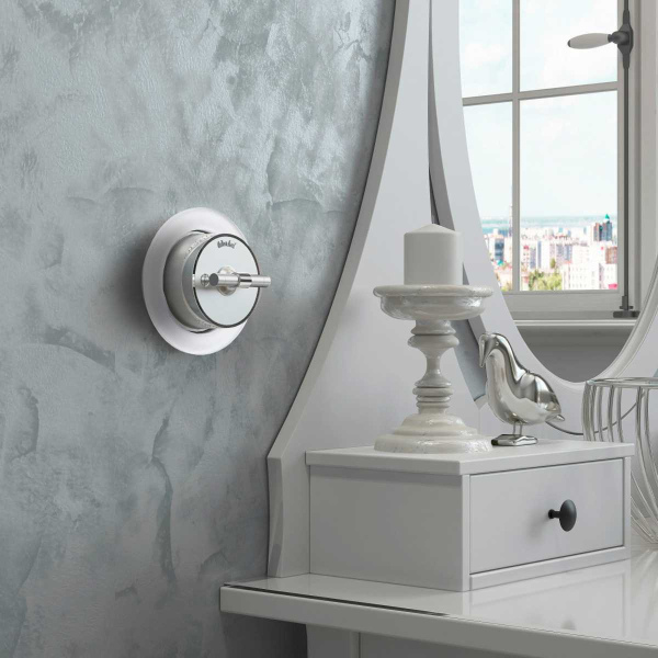 Выключатель двухклавишный на 4 положения Werkel Vintage серебро матовый/хром W5822054 4690389183195