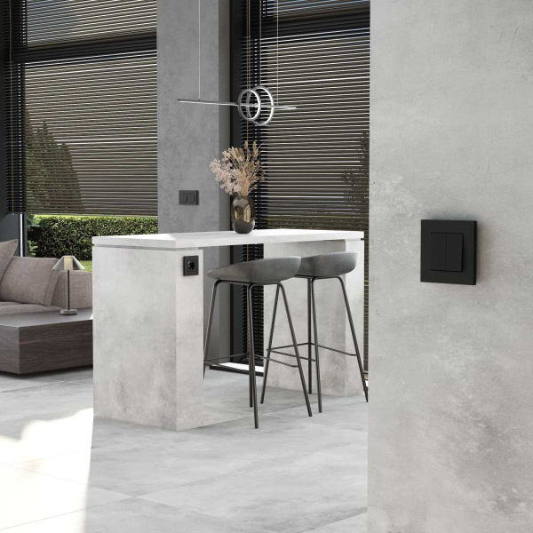 Выключатель двухклавишный с самовозвратом Werkel черный матовый W1122408 4690389192340