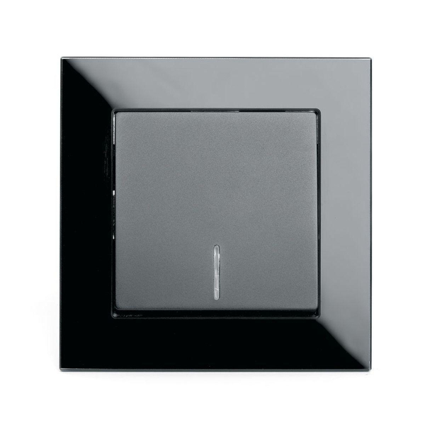 Выключатель 1-клавишный c индикатором Stekker GLS10-7001-05, 250В, 10А Катрин, черный 39503