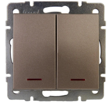 Выключатель двойной с подсветкой Lezard Rain бронза 703-3188-112