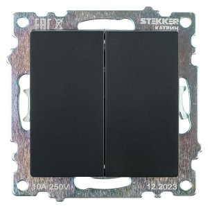 Переключатель двухклавишный Stekker Катрин GLS10-7107-05 черный 49167