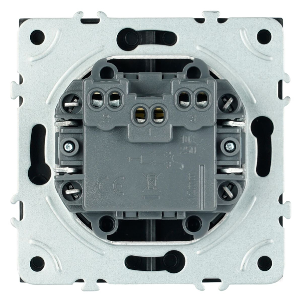 Выключатель 2-клавишный самовозвратный (механизм), Stekker, 250В, 10А Эмили, RSW10-5113-05, черный уголь, soft touch 50327