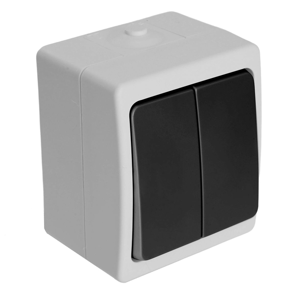 Выключатель двухклавишный Stekker Велена серый-графит PSW10-121-54 32753