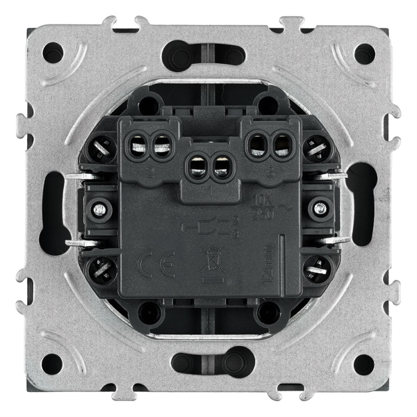 Выключатель 2-клавишный c индикатором (механизм), STEKKER, 250В, 10А, серия Эмили, RSW10-5102-10,  платиново-серый, soft touch 49942