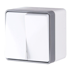 Выключатель Werkel двухклавишный влагозащищенный Gallant белый WL15-03-02 4690389102141