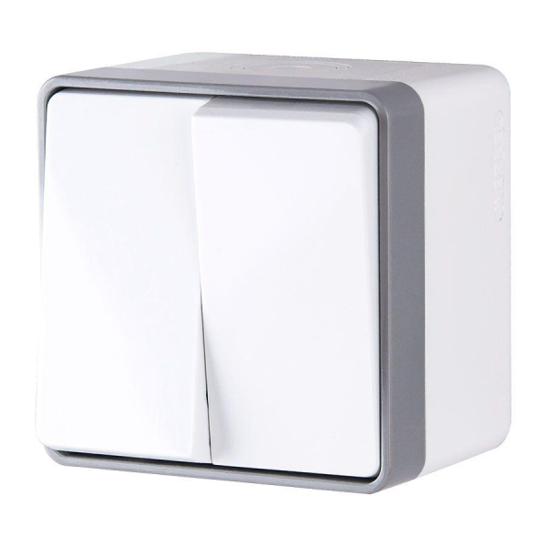 Выключатель Werkel двухклавишный влагозащищенный Gallant белый WL15-03-02 4690389102141