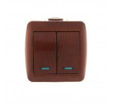 Выключатель двойной с подсветкой Lezard Nata вишня 710-0600-112