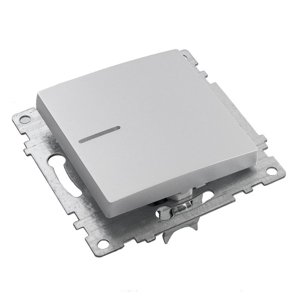 Выключатель одноклавишный Stekker Катрин с подсветкой серебро GLS10-7101-03 39577