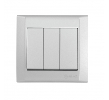 Выключатель Makel 3-кл. СП Defne 10А IP20 сереб. 42065091