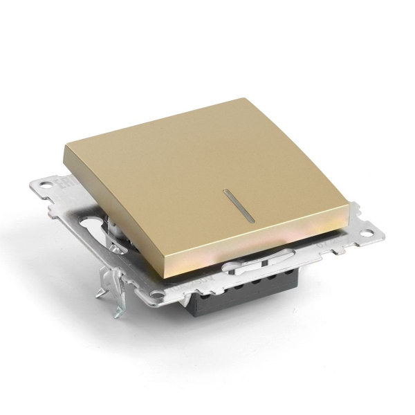 Выключатель одноклавишный Stekker Катрин с подсветкой золото GLS10-7101-08 49215