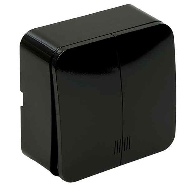 Выключатель двухклавишный Stekker София с подсветкой черный MSW10-21-02 49294