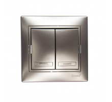 Выключатель двойной Lezard Mira серебро со вставкой 701-1010-101