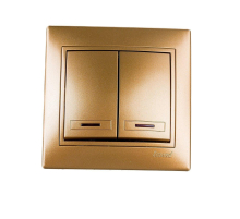 Выключатель двойной с подсветкой Lezard Mira золото со вставкой 701-1313-112