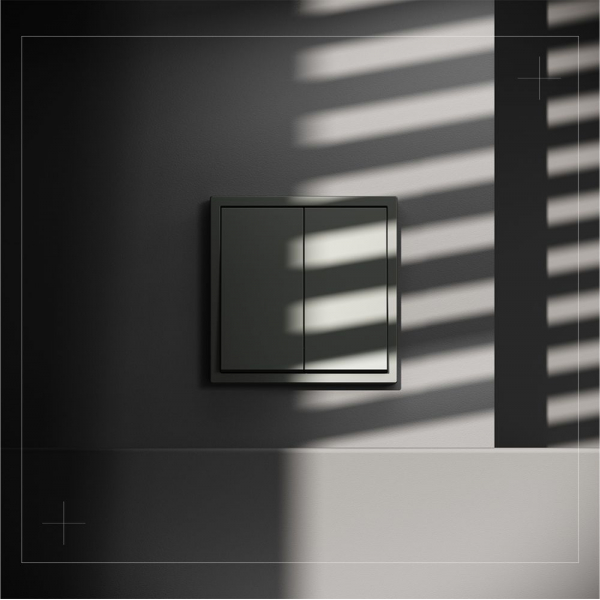 Выключатель с самовозвратом встраиваемый Voltum S70 двухклавишный 10А, (титан) VLS020606