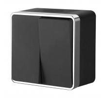 Выключатель двухклавишный влагозащищенный Werkel Gallant черный/хром W5020235 4690389164286