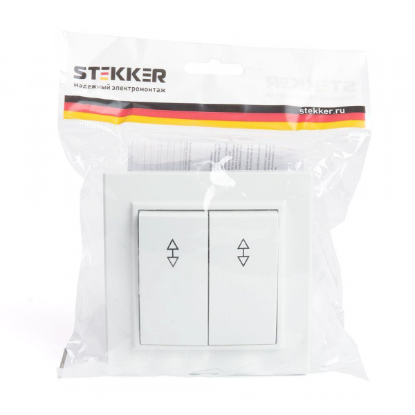 Переключатель двухклавишный Stekker Эрна белый PSW10-9005-01 39919 Переключатель двухклавишный Stekker Эрна белый PSW10-9005-01 39919