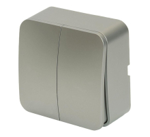 Выключатель двухклавишный Stekker София серебро MSW10-20-03 49297