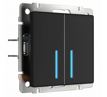 Сенсорный выключатель двухклавишный Werkel с подсветкой черный W4520008 4690389179570