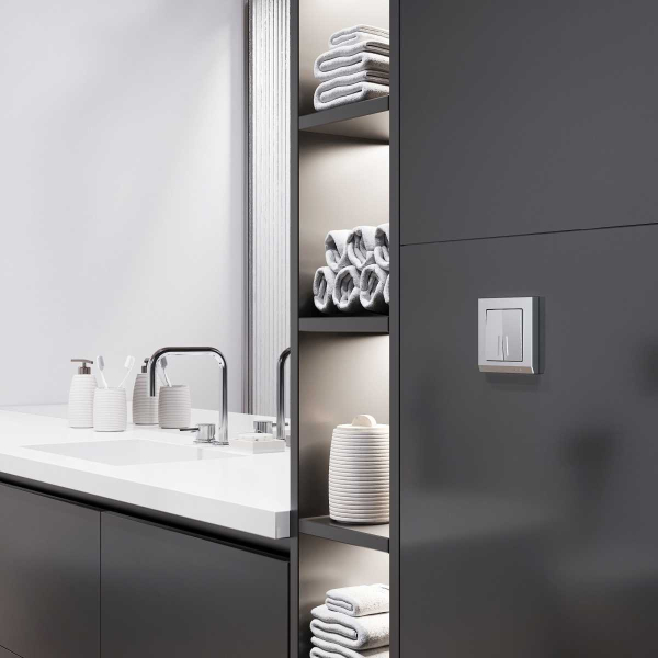 Выключатель двухклавишный с подсветкой Werkel серебряный матовый W1120165 4690389195532