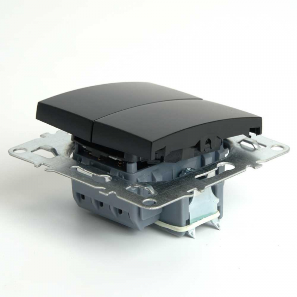 Выключатель двухклавишный Stekker Эрна черный PSW10-9104-03 49149 Выключатель двухклавишный Stekker Эрна черный PSW10-9104-03 49149