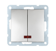 Выключатель LK Studio 2-кл., с индикаторами (схема 5L) 16 A, 250 B (серебристый металлик) LK60 861203-1