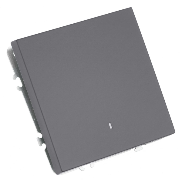 Выключатель 1-клавишный c индикатором (механизм), STEKKER, 250В, 10А, серия Эмили, RSW10-5101-10, платиново-серый, soft touch 49941