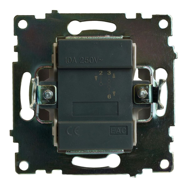 Переключатель одноклавишный Stekker Катрин графит GLS10-7105-06 49412