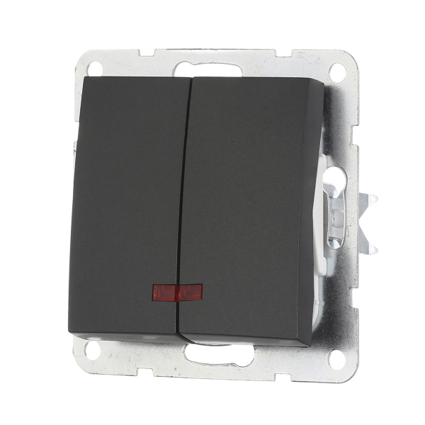 Выключатель LK Studio 2-кл., с индикаторами (схема 5L) 16 A, 250 B (черный бархат) LK60 861208-1