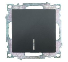 Выключатель одноклавишный Stekker Катрин с подсветкой черный GLS10-7101-05 39605