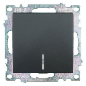 Выключатель одноклавишный Stekker Катрин с подсветкой черный GLS10-7101-05 39605