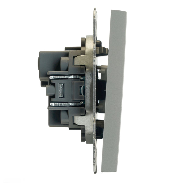 Выключатель 2-клавишный (механизм), STEKKER, 250В, 10А, серия Эмили, RSW10-5104-10, платиново-серый, soft touch 49944