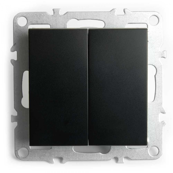 Выключатель двухклавишный Stekker Эрна черный PSW10-9104-03 49149 Выключатель двухклавишный Stekker Эрна черный PSW10-9104-03 49149