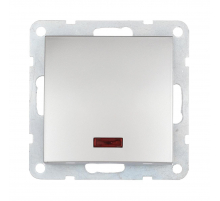 Выключатель LK Studio 1-кл., c индикатором (схема 1L) 16 A, 250 B (серебристый металлик) LK60 860203-1