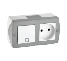 Выключатель - розетка Mono Electric Octans IP20 одноклавишный - 2К бело-серый 104-020001-185