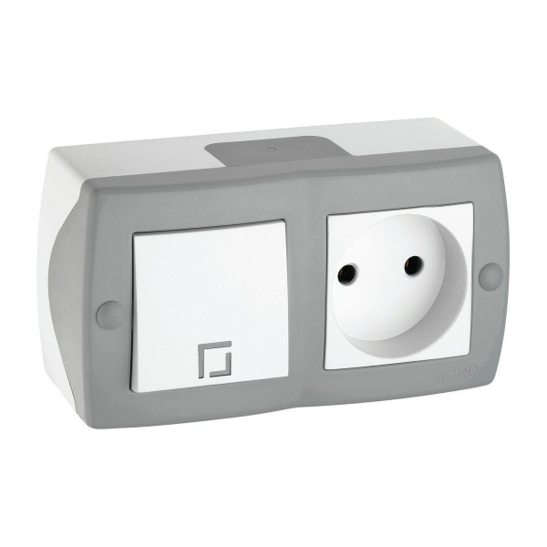 Выключатель - розетка Mono Electric Octans IP20 одноклавишный - 2К бело-серый 104-020001-185 Выключатель - розетка Mono Electric Octans IP20 одноклавишный - 2К бело-серый 104-020001-185