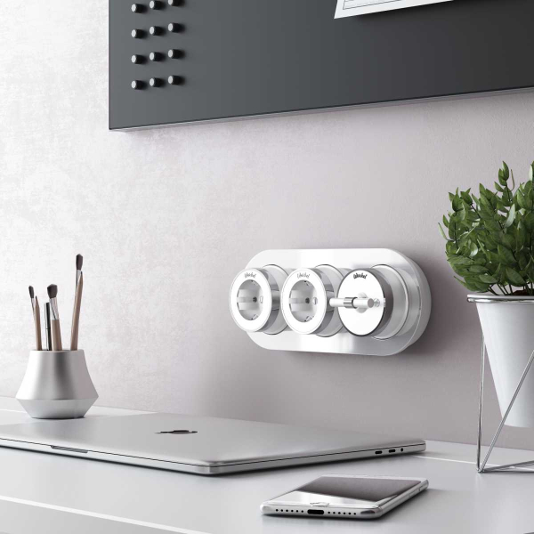 Выключатель двухклавишный на 4 положения Werkel Vintage белый матовый/хром W5822050 4690389183157