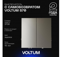 Выключатель с самовозвратом встраиваемый Voltum S70 двухклавишный 10А, (шелк) VLS020604