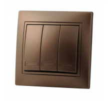 Выключатель тройной Lezard Mira коричневый со вставкой 701-3131-109