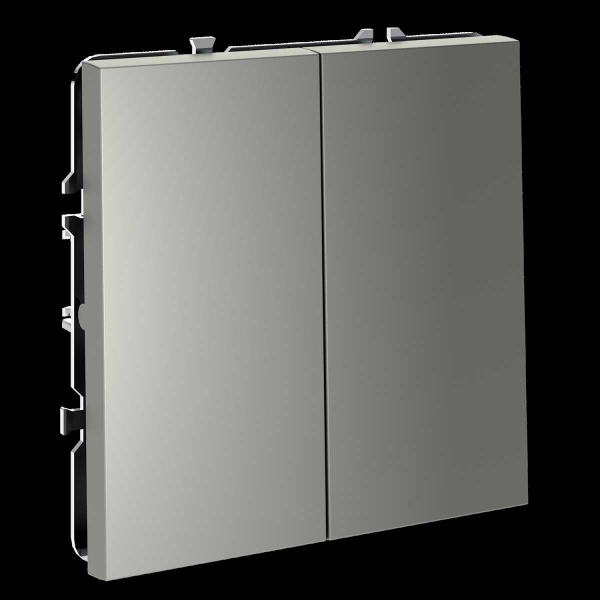 Перекрестный переключатель встраиваемый S70 двухклавишный 10А, (сталь) Voltum VLS020505