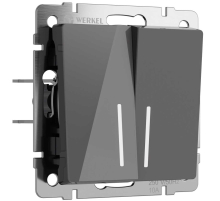 Выключатель двухклавишный проходной с подсветкой Werkel графит акрил W1122144 4690389197475